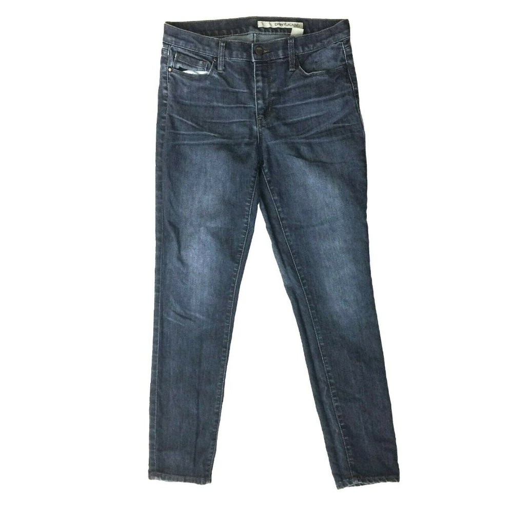 DKNY Jeans Womens Size 6 Medium Wash Straight Leg Blue Denim Whiskers 30x29"